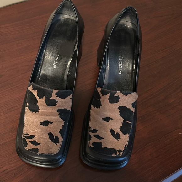 Leather Block Heels with Camel Suede Print! - Picture 9 of 10